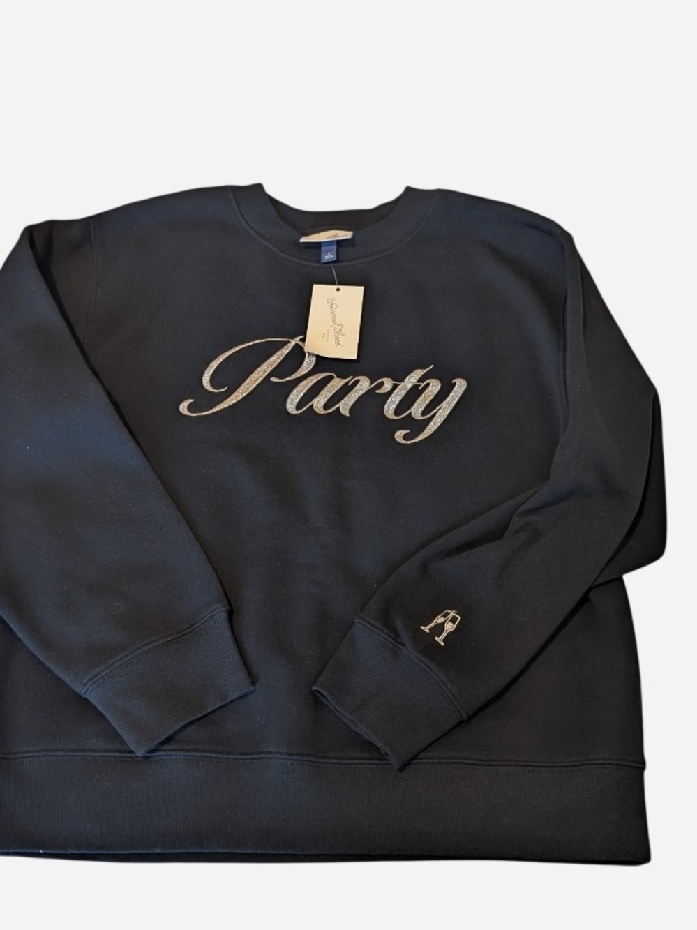 Universal Thread Black Crewneck Sweatshirt with Metallic Script - Picture 3 of 8